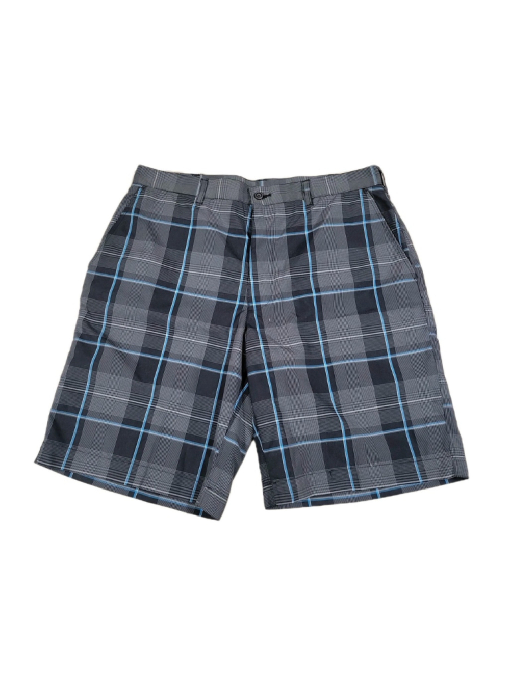 Champion Tour Men's Gray Black Plaid 100% Polyester Shorts Size 34 Inseam 10